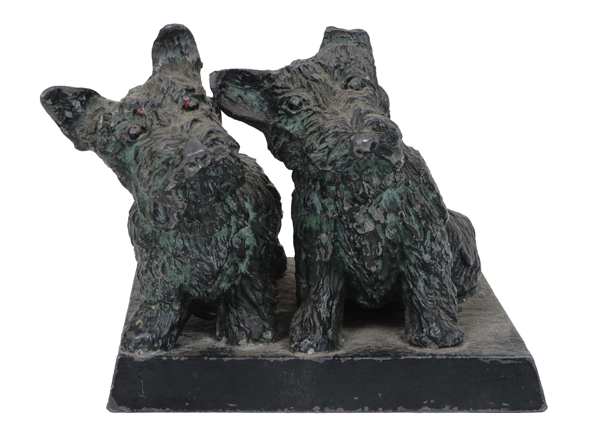 BRONZE PATINATED ALLOY FIGURE OF TERRIER DOGS PIC-1